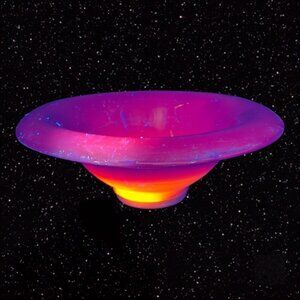 Antique 1920s Northwood Chinese Coral Amberina UV Glow Footed Rolled Rim Bowl